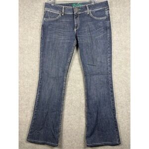 Wrangler 08MWZGB Bootcut Jeans Embroidered Pockets 9/10 (36 x 31) Dark Wash Blue
